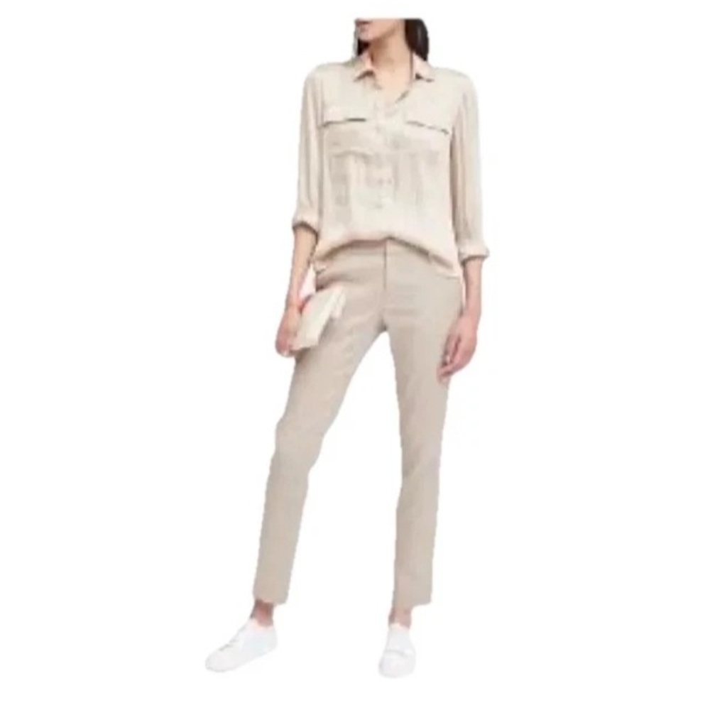 Banana Republic Ryan Fit Stretch Ankle Pants Women Beige Khaki Cotton Spandex 6